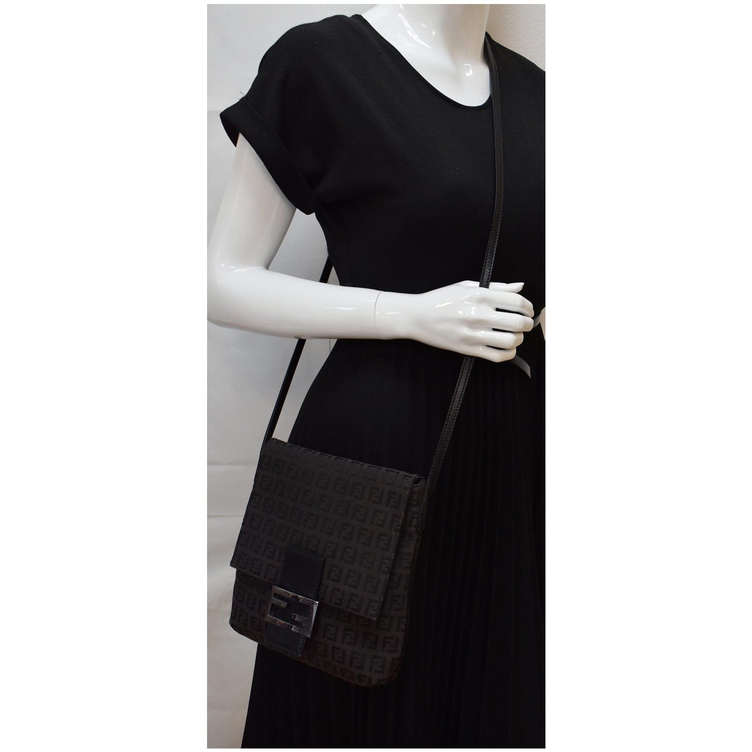 FENDI Vintage Zucca FF Canvas Crossbody Bag Brown