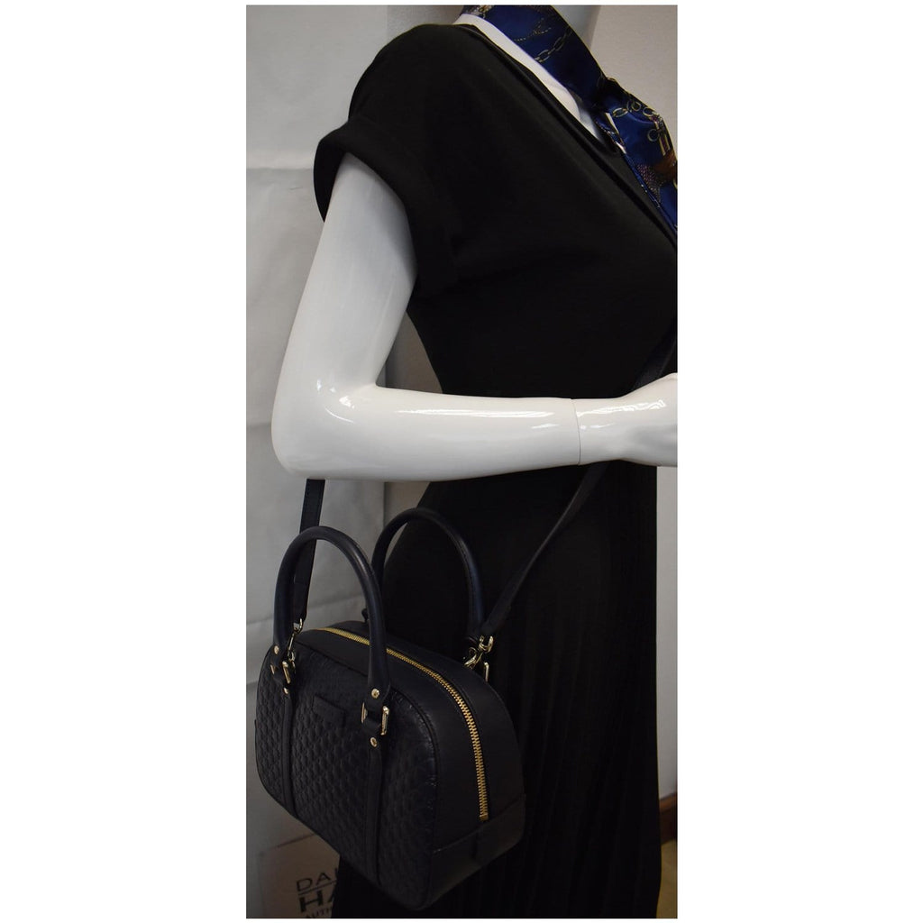 GUCCI Microguccissima Small Leather Crossbody Bag Black 510289
