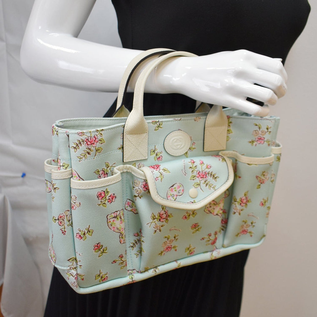 GUCCI Children's Floral Print Canvas Bag Light Blue 628159
