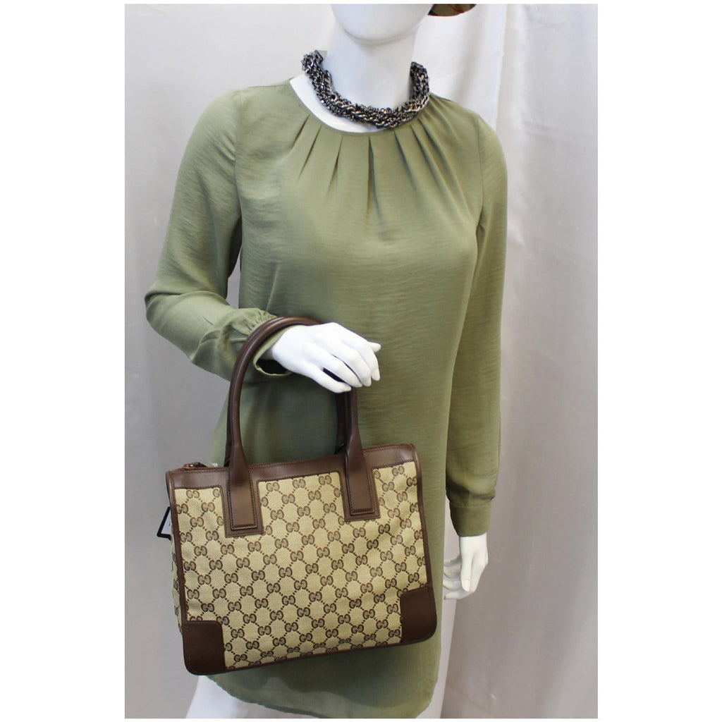 GUCCI GG Supreme Canvas Tote Bag Brown