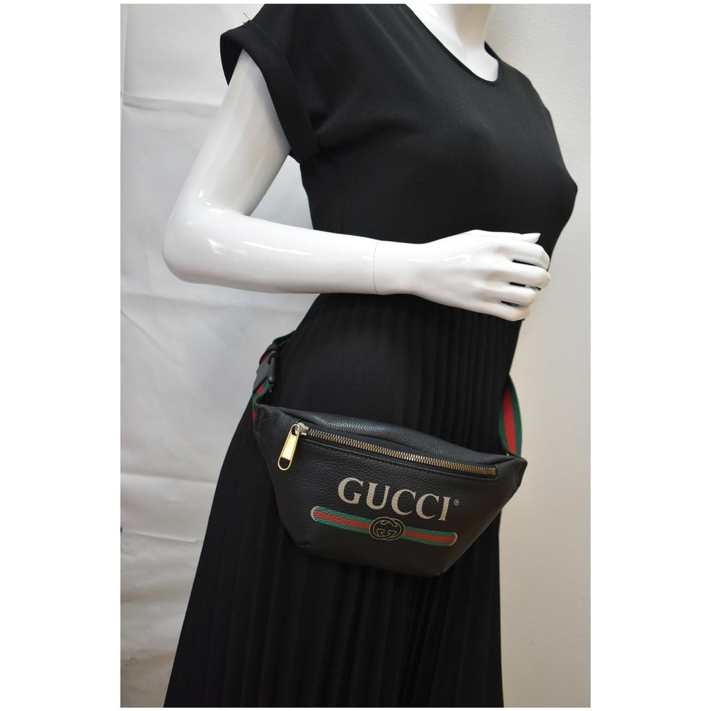 GUCCI Print Small Leather Belt Small Waist Bum Bag Black 527792 - 10% OFF