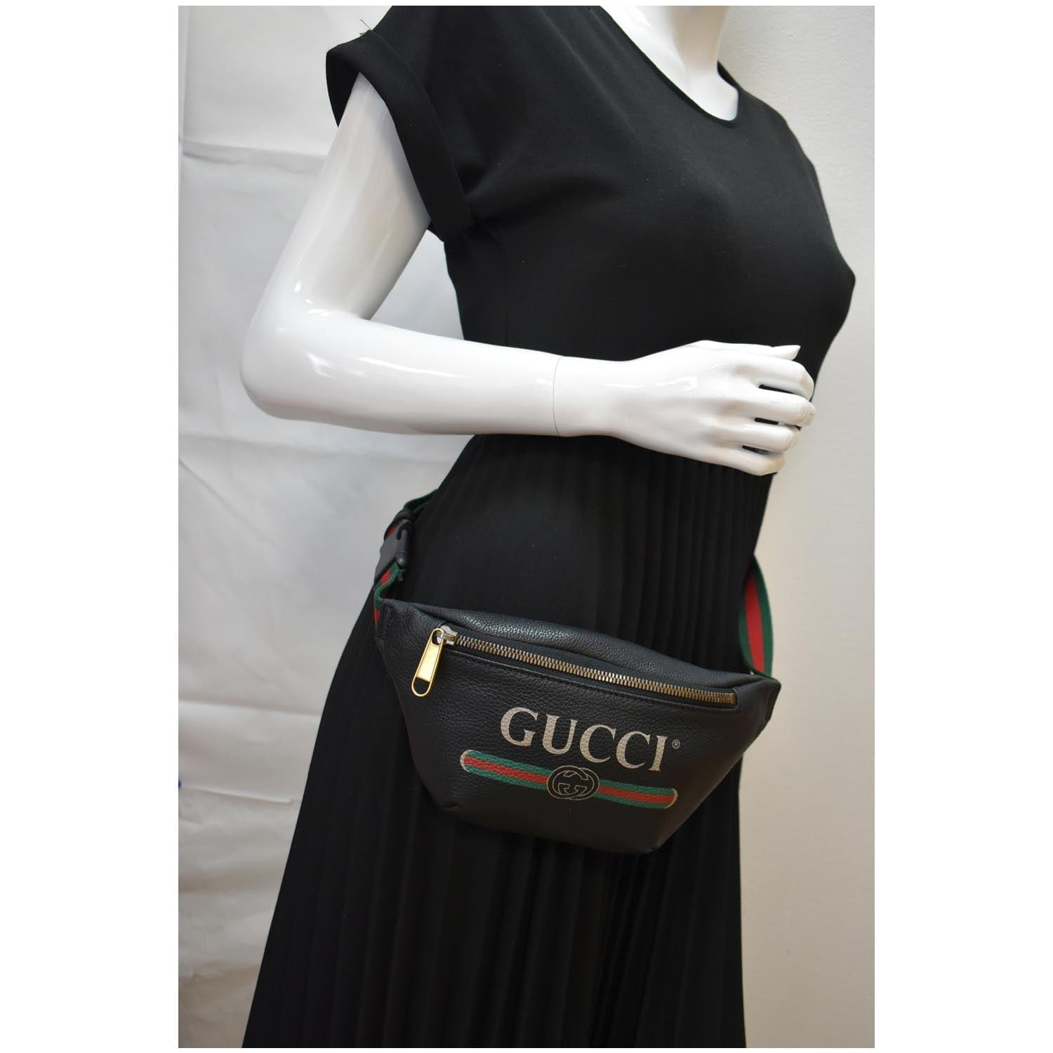 GUCCI Print Small Leather Belt Small Waist Bum Bag Black 527792 - 10% OFF