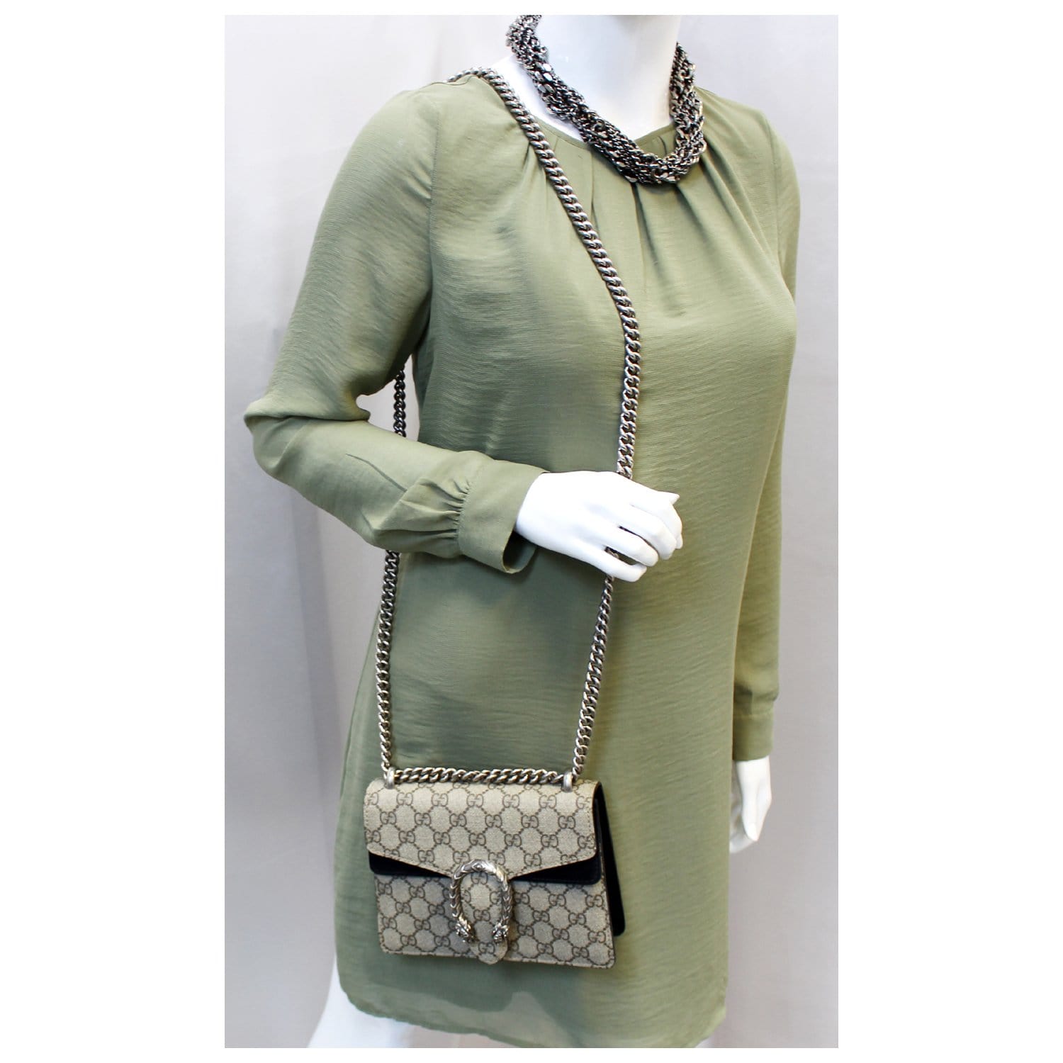 GUCCI Dionysus Mini GG Supreme Canvas Shoulder Crossbody Bag