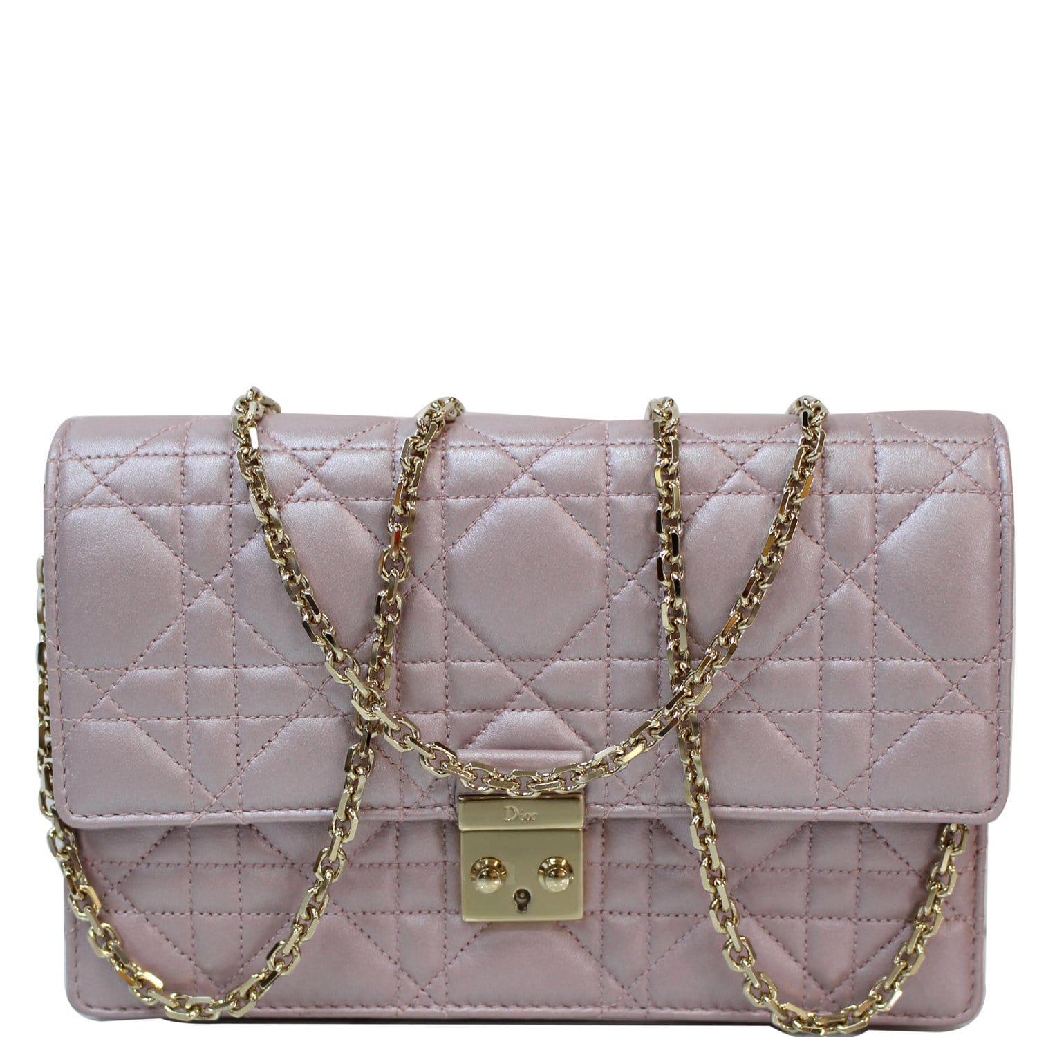 CHRISTIAN DIOR Miss Dior Promenade Wallet on Chain Crossbody Bag Light Pink
