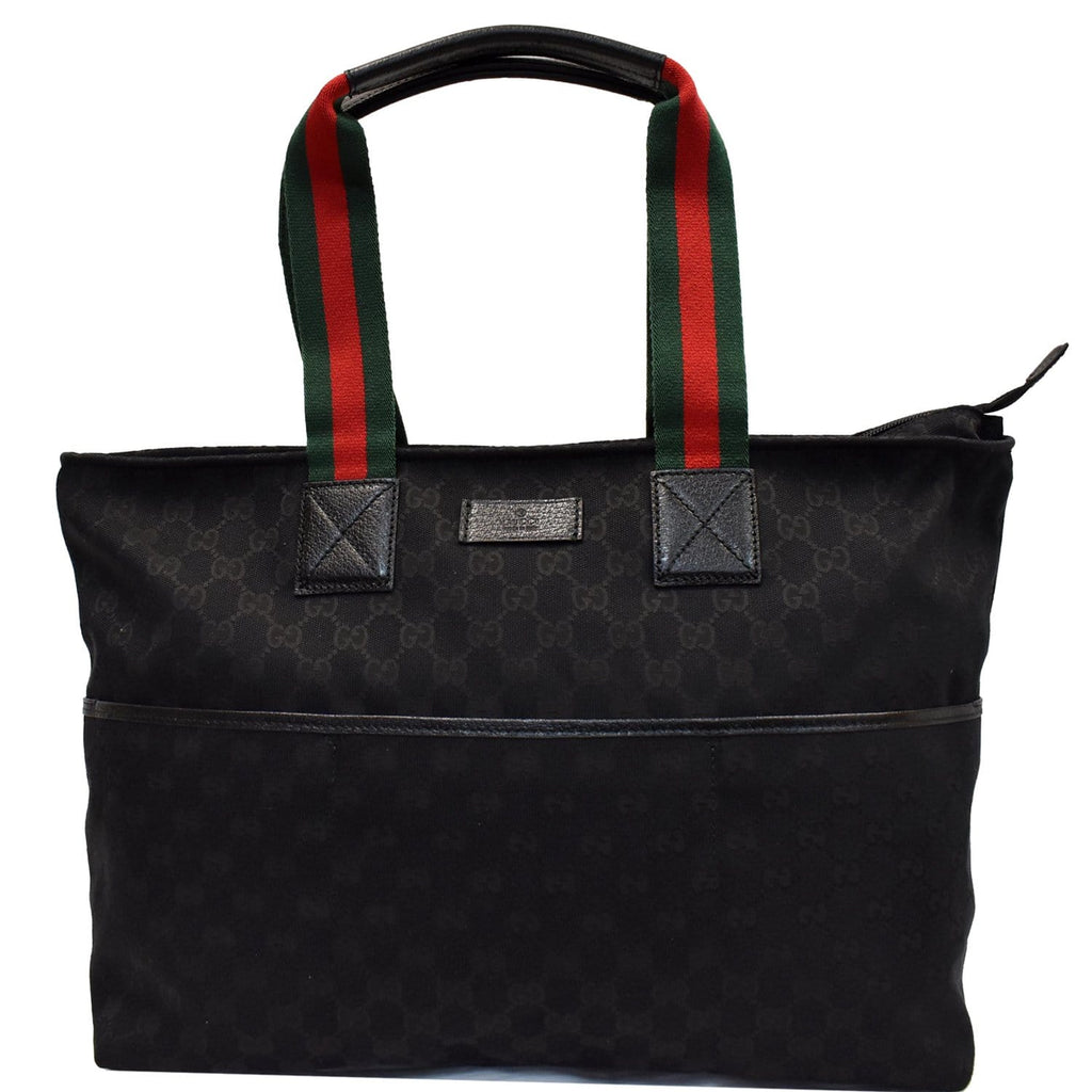 GUCCI GG Monogram Web Large Diaper Tote Bag Black