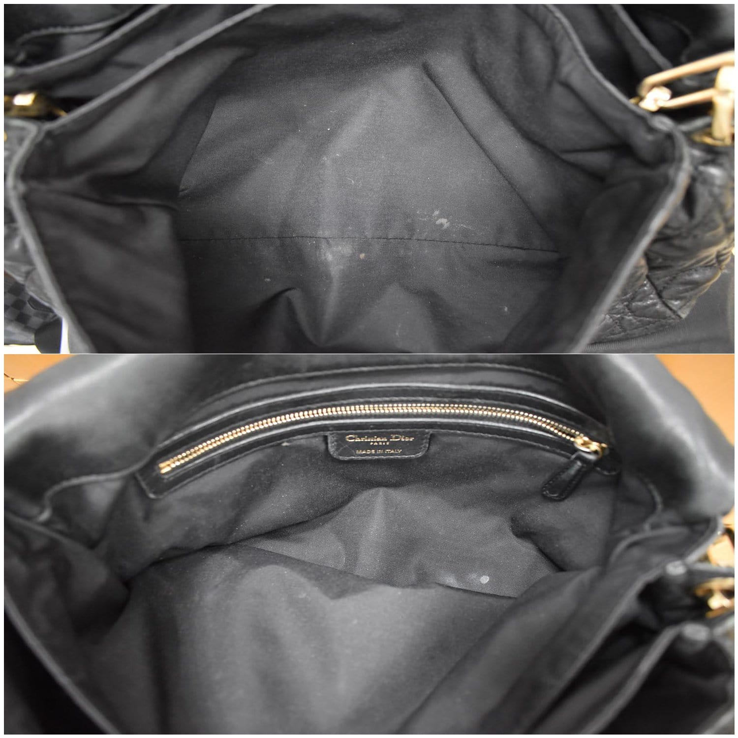 CHRISTIAN DIOR Cannage New Lock Flap Leather Shoulder Bag Black