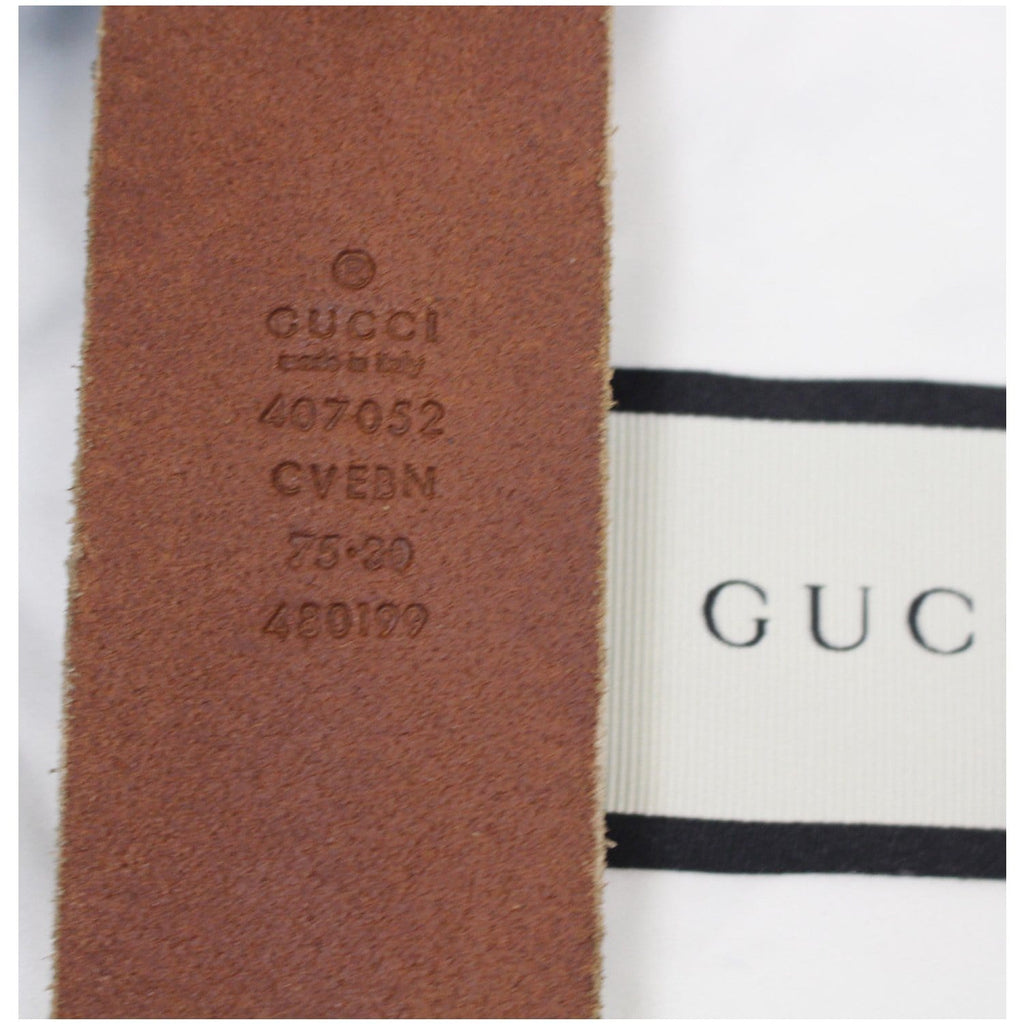 GUCCI Feline Buckle Calfskin Leather Belt Brown Size 75.30 - Last Call