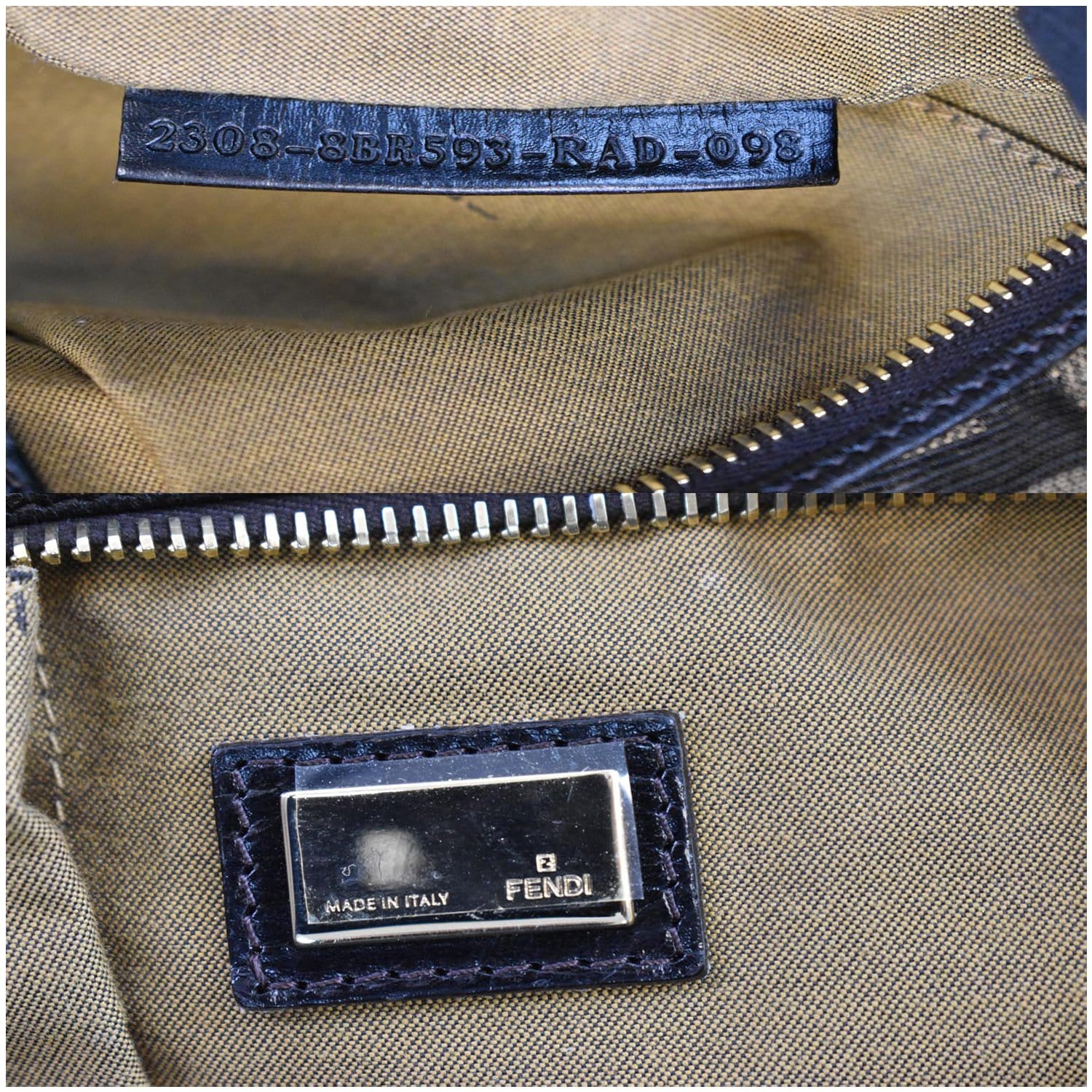 FENDI Half Moon Zucca Canvas Hobo Bag Brown