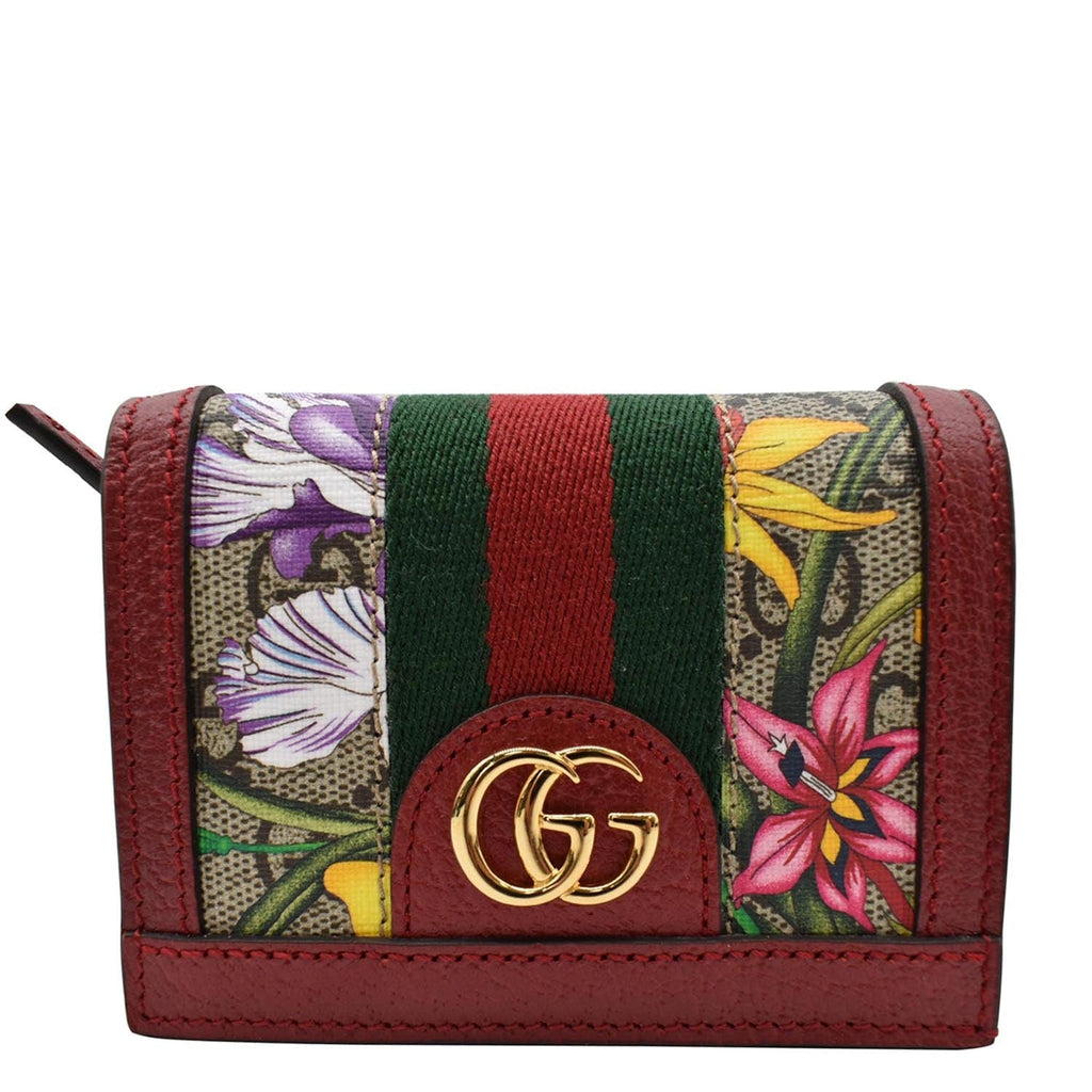 GUCCI Ophidia Flora GG Supreme Canvas  Case Wallet Red 523155