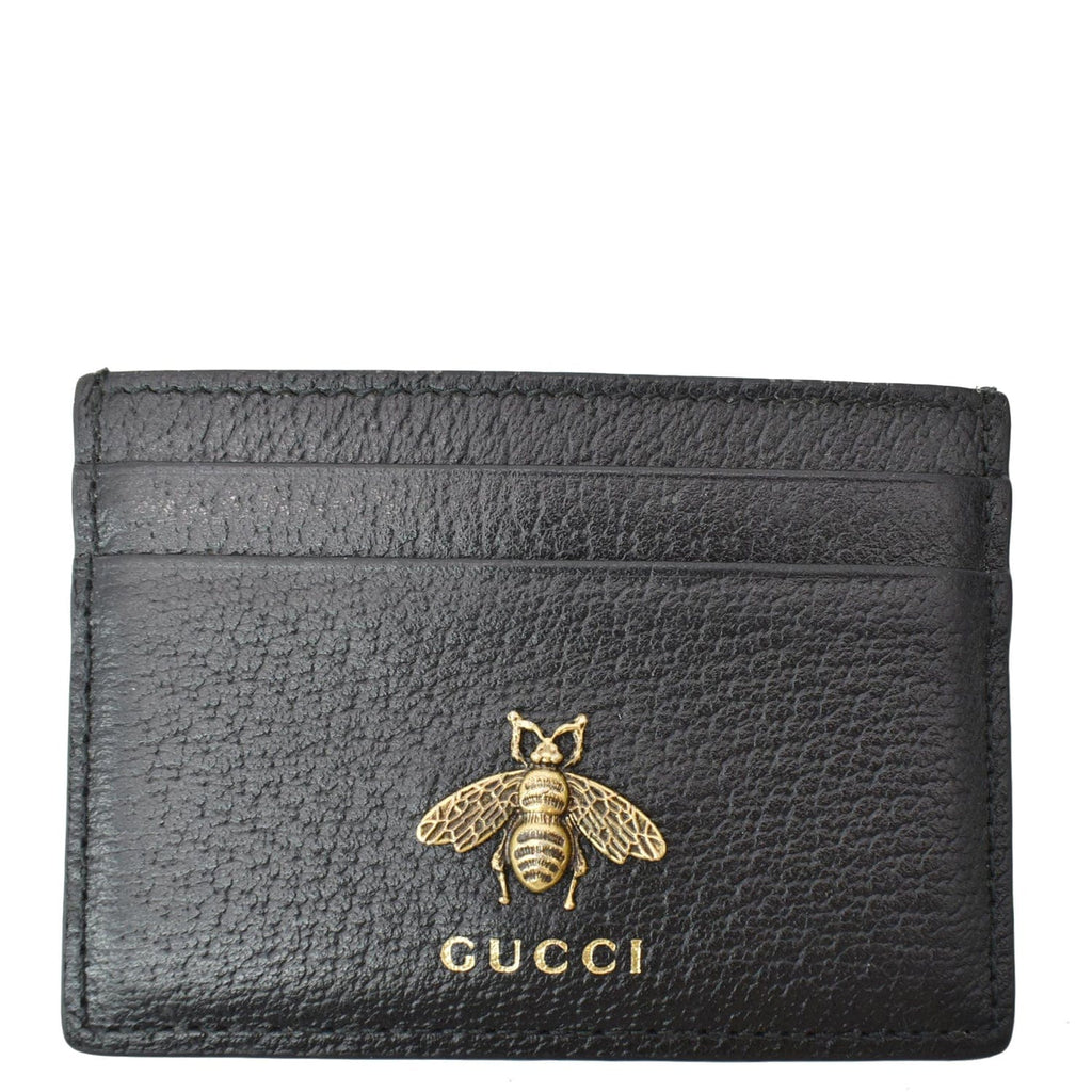 GUCCI Animalier Bee Leather  Case Black 523685