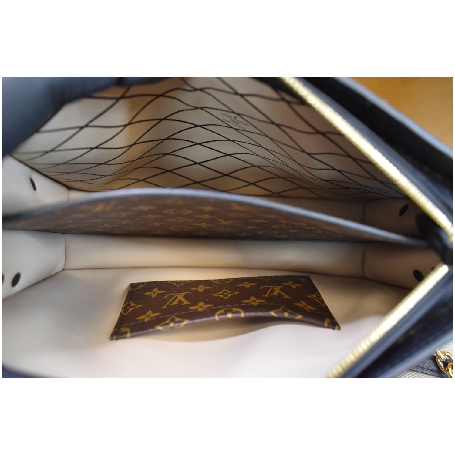 LOUIS VUITTON Petit Soft Malle Reverse Monogram Clutch Shoulder Bag Brown