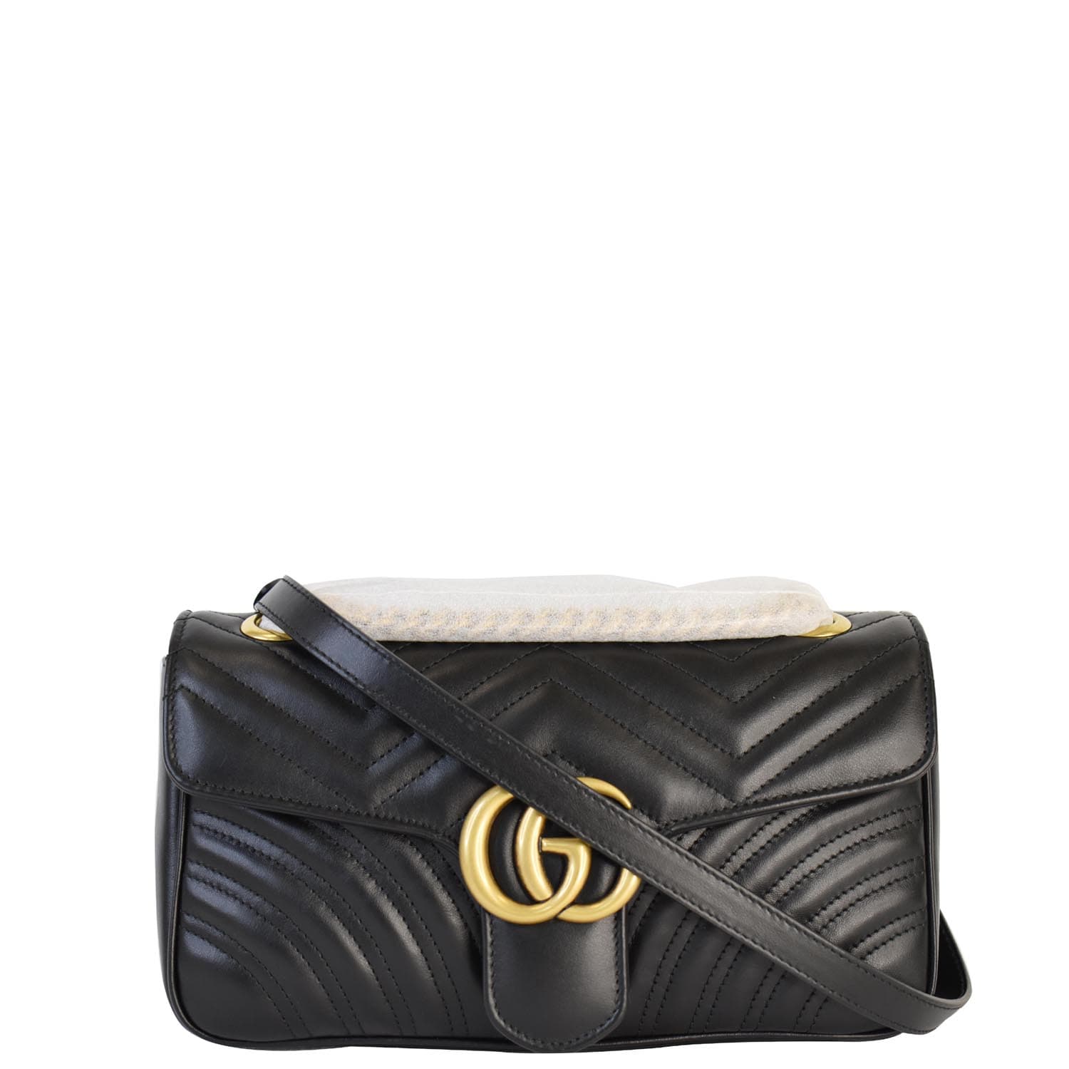 GUCCI GG Marmont Small Matelasse Leather Crossbody Bag Black 443497