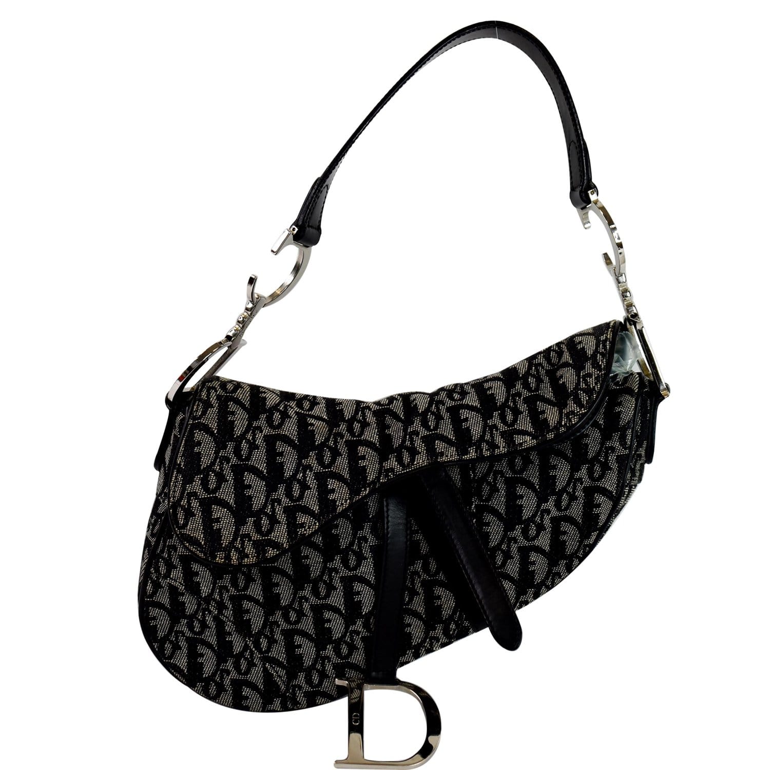 CHRISTIAN DIOR Saddle Oblique Jacquard Shoulder Bag Black