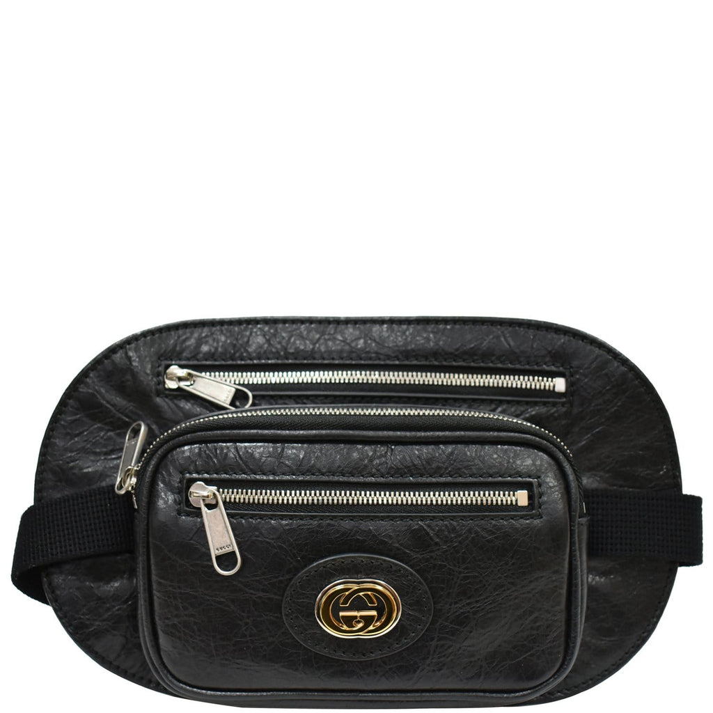 GUCCI Morpheus GG Interlocking Logo Leather Belt Bag Black 575857 - 25% OFF