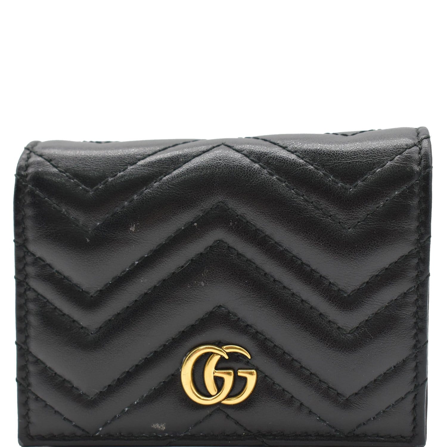 Gucci Marmont GG Matelasse Leather  Case Wallet Black 466492