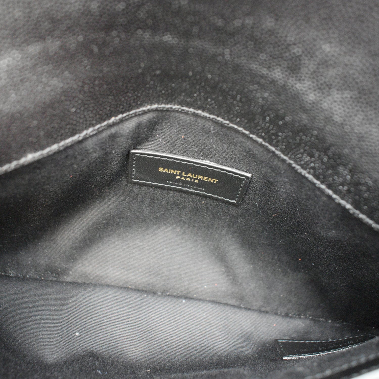 YVES SAINT LAURENT Uptown Envelope Grain De Poudre Leather Clutch Black