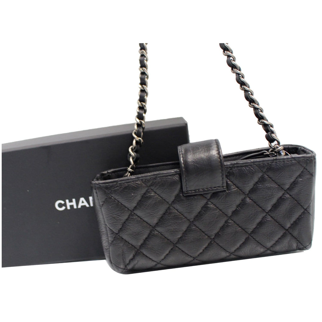 CHANEL Reissue Lucky Charm Quilted Leather Chain Crossbody Clutch Bag Black