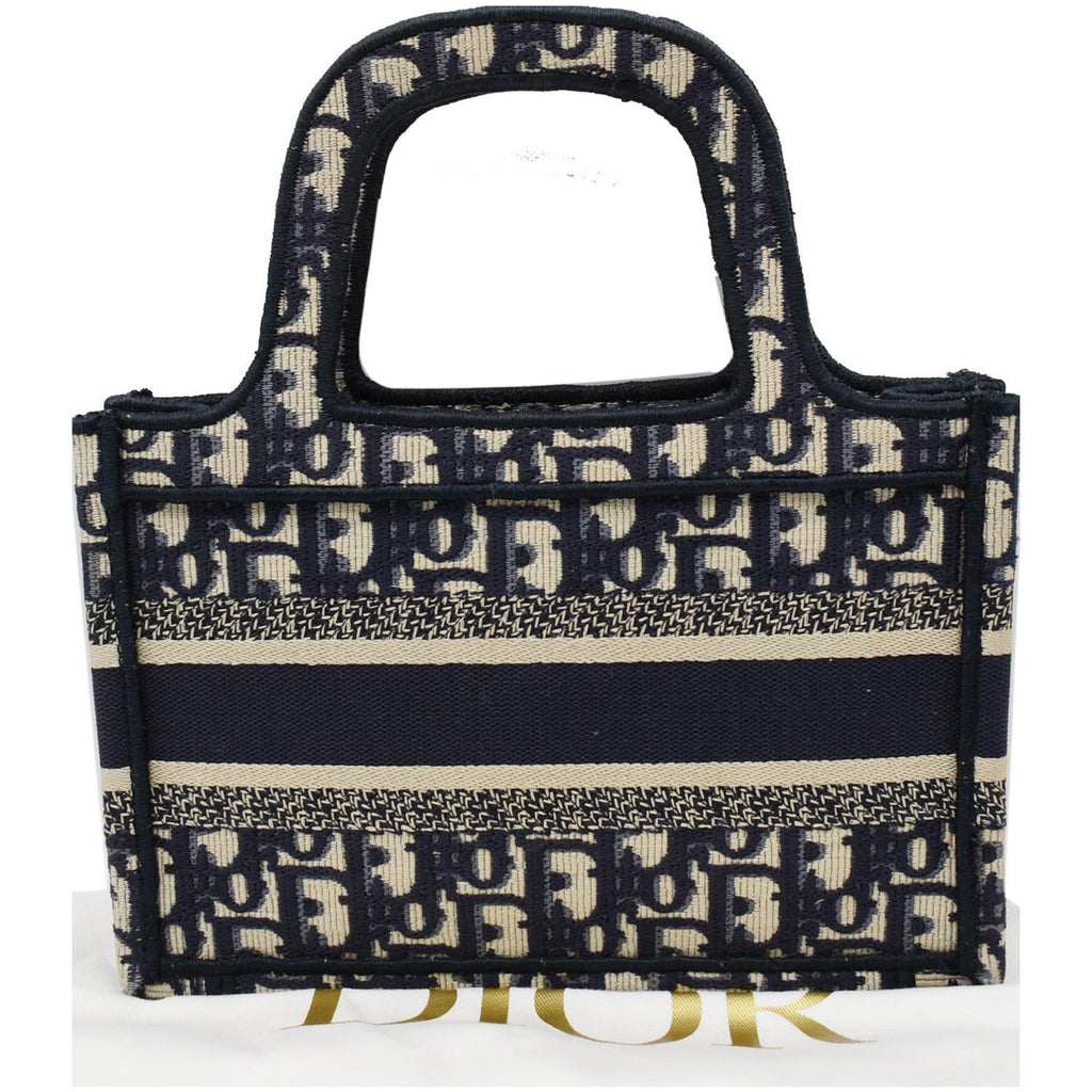 CHRISTIAN DIOR Mini Dior Book Oblique Embroidery Tote Bag Blue