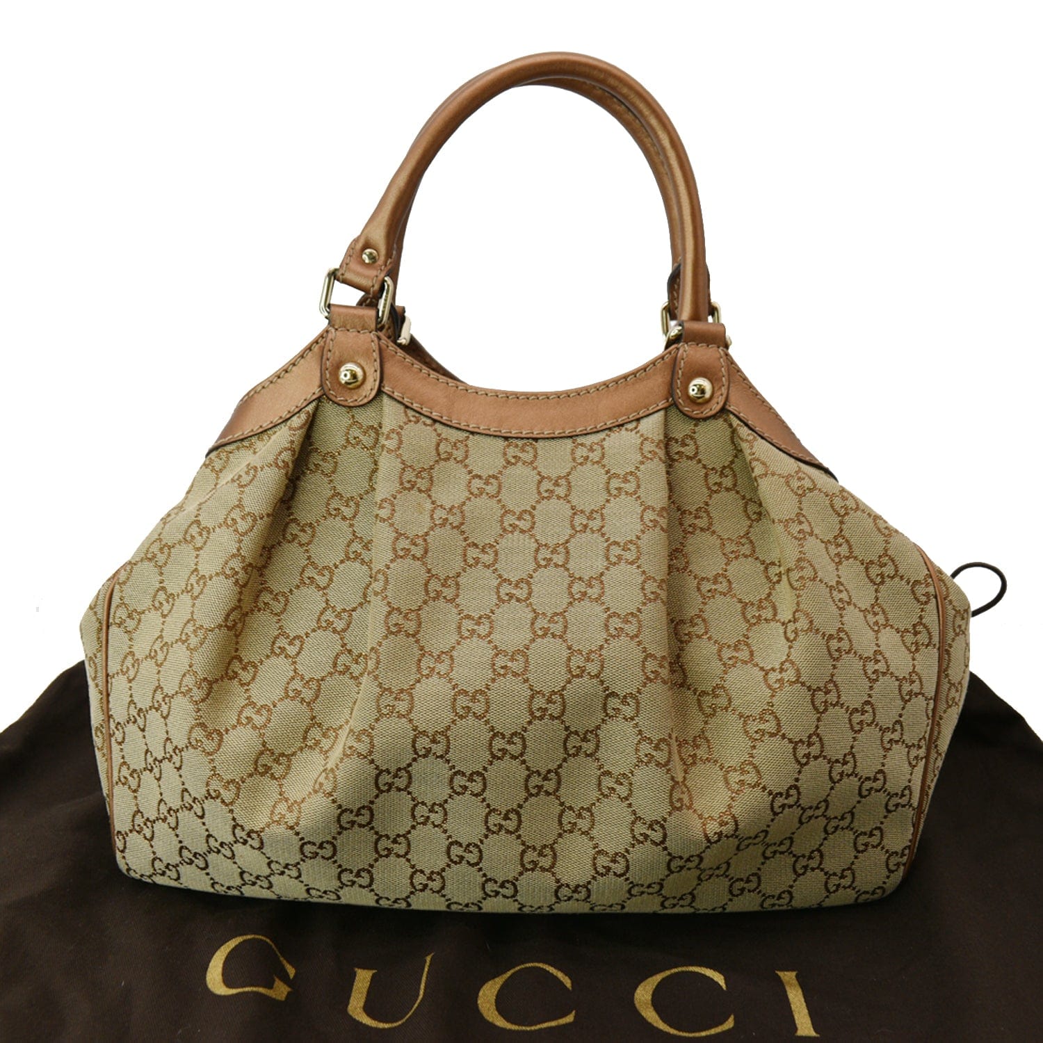 GUCCI Sukey Medium GG Canvas Tote Bag Beige 211944