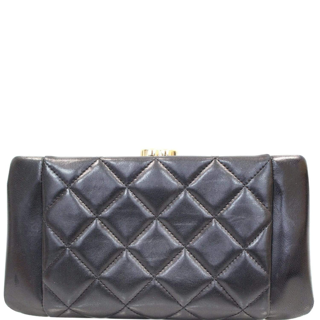 CHANEL Timeless CC Lock Lambskin Leather Clutch Bag Black - 25% OFF