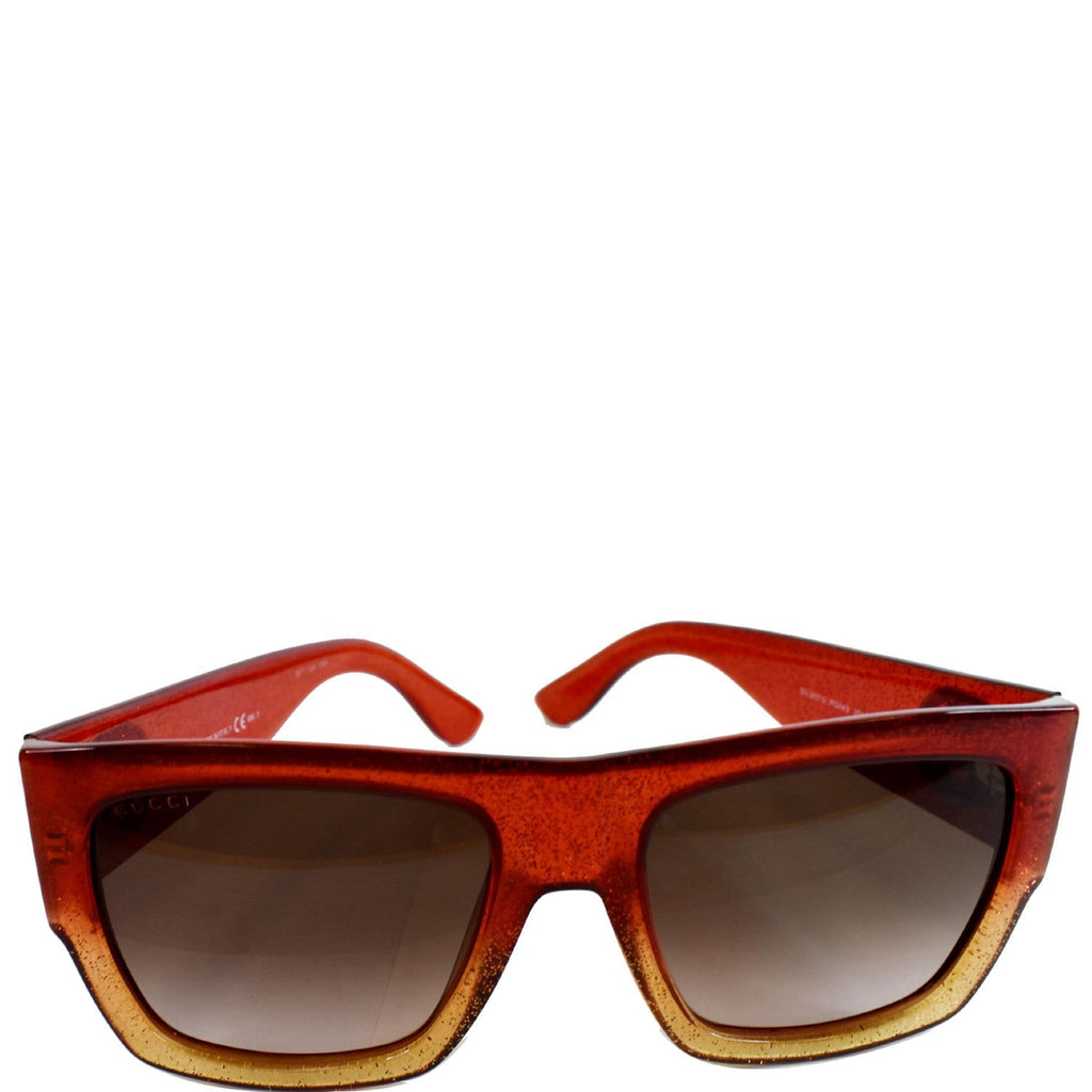 GUCCI Square Glitter Red Yellow / Grey Gradient Lens Sunglasses GG3817/S