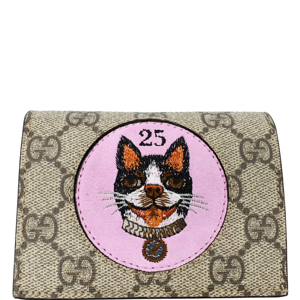 GUCCI Bosco Patch GG Supreme Canvas  Case Wallet Beige 506277