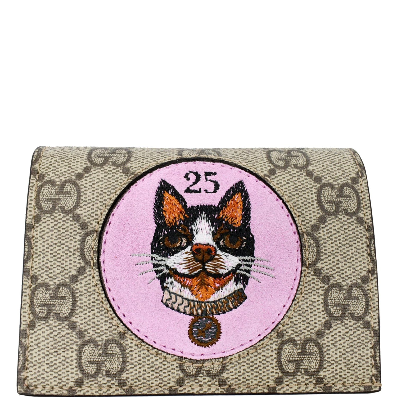 GUCCI Bosco Patch GG Supreme Canvas  Case Wallet Beige 506277
