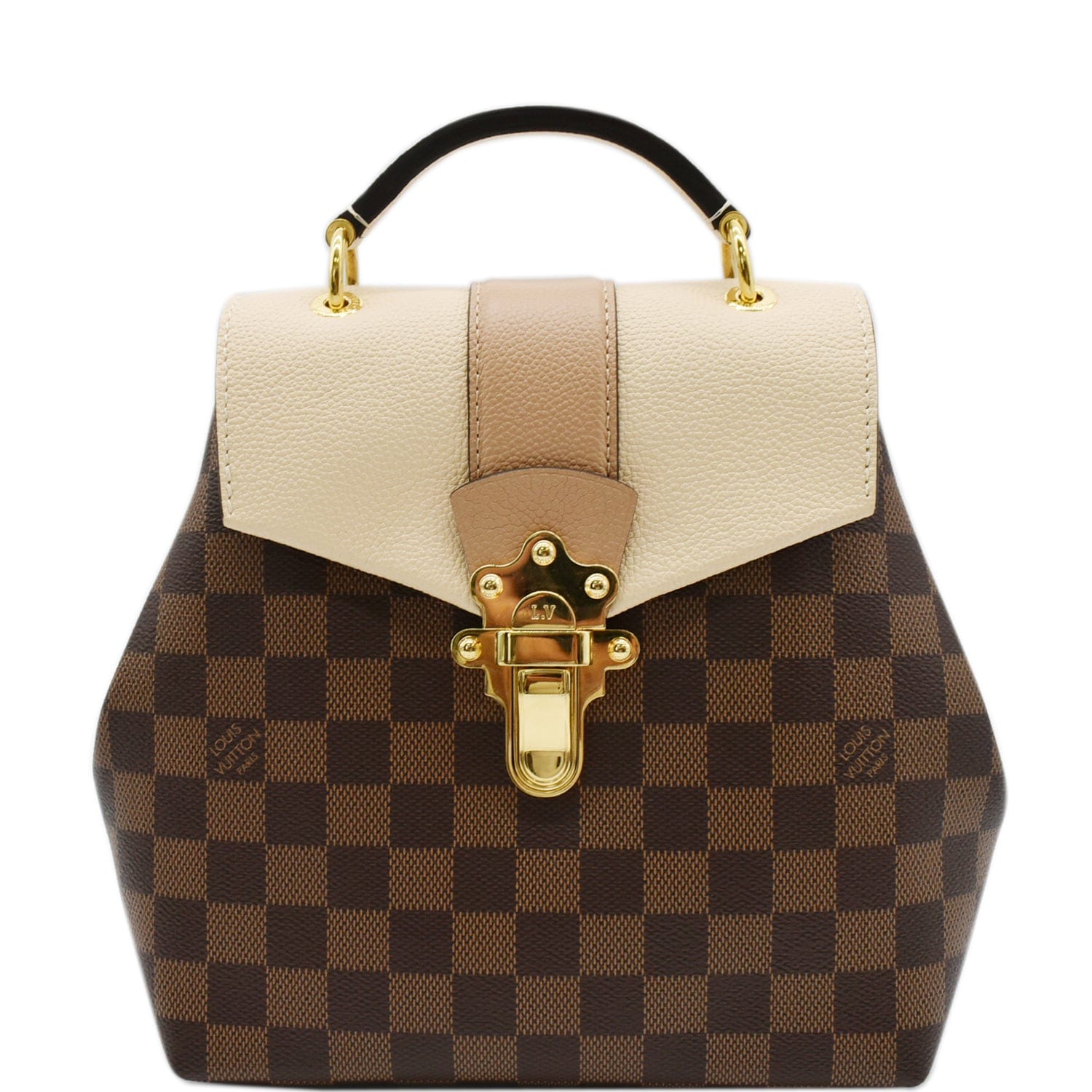LOUIS VUITTON Clapton Damier Ebene Backpack Bag Creme Beige