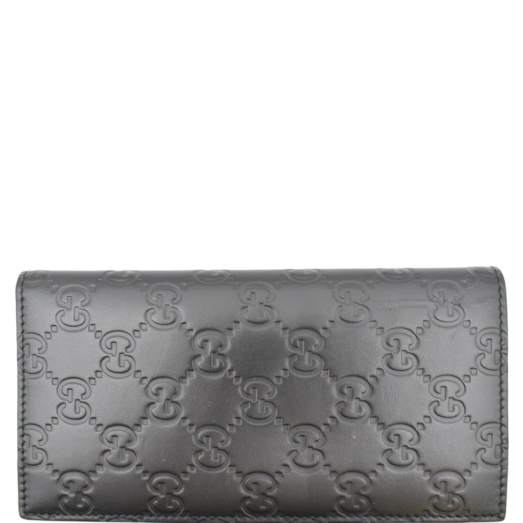 GUCCI Continental Long GG Guccissima Leather Wallet Black 224183
