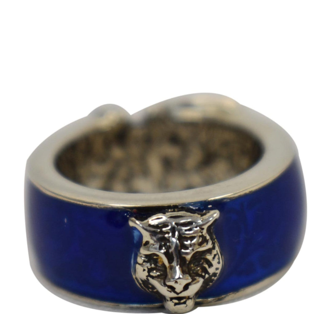 GUCCI Sterling Silver Enamel Buckle Ring Blue Size US 5 - 10% OFF