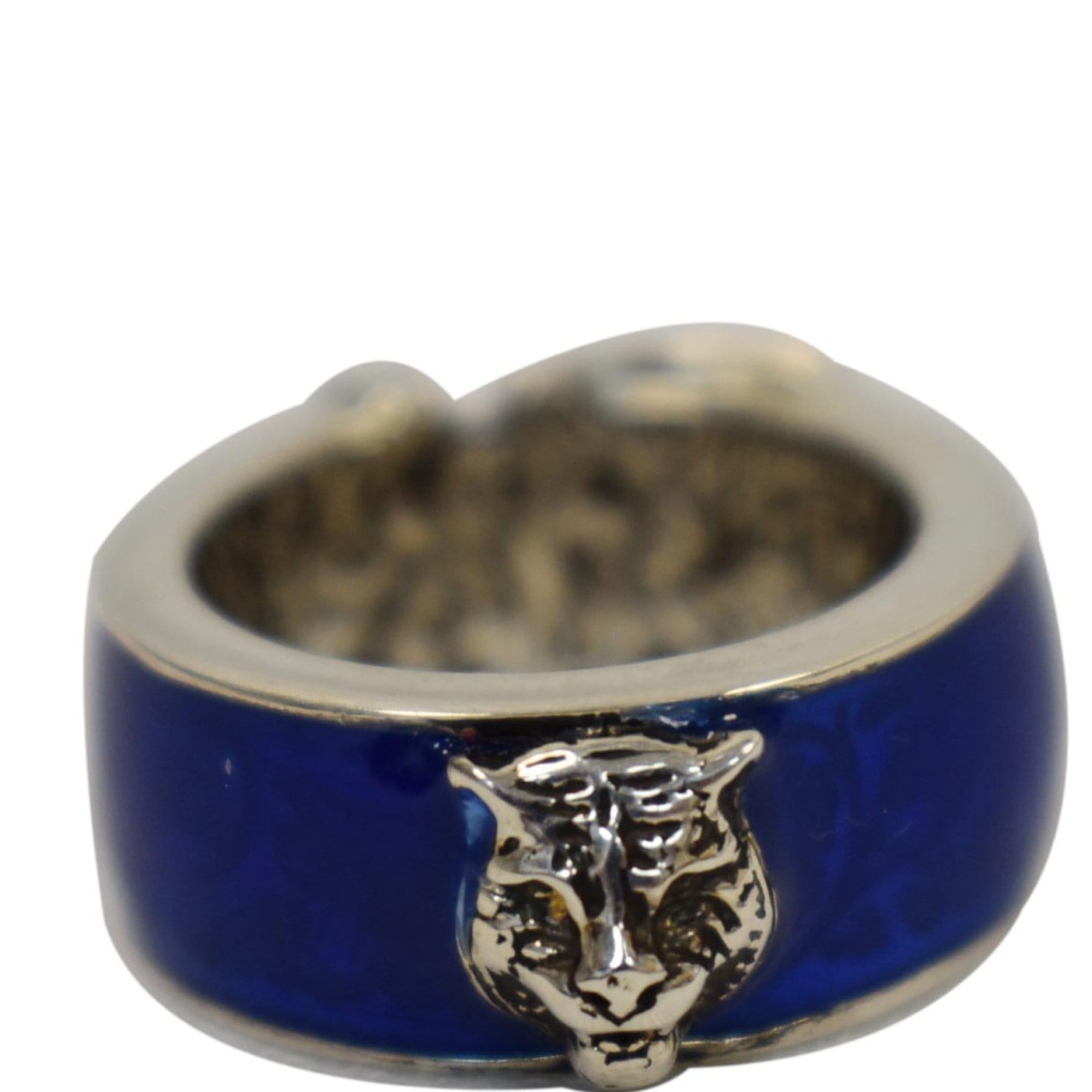 GUCCI Sterling Silver Enamel Buckle Ring Blue Size US 5 - 10% OFF