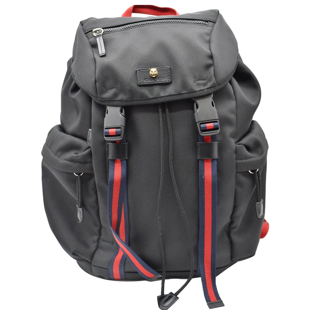 GUCCI Techno Fabric Canvas Backpack Bag Black 429037