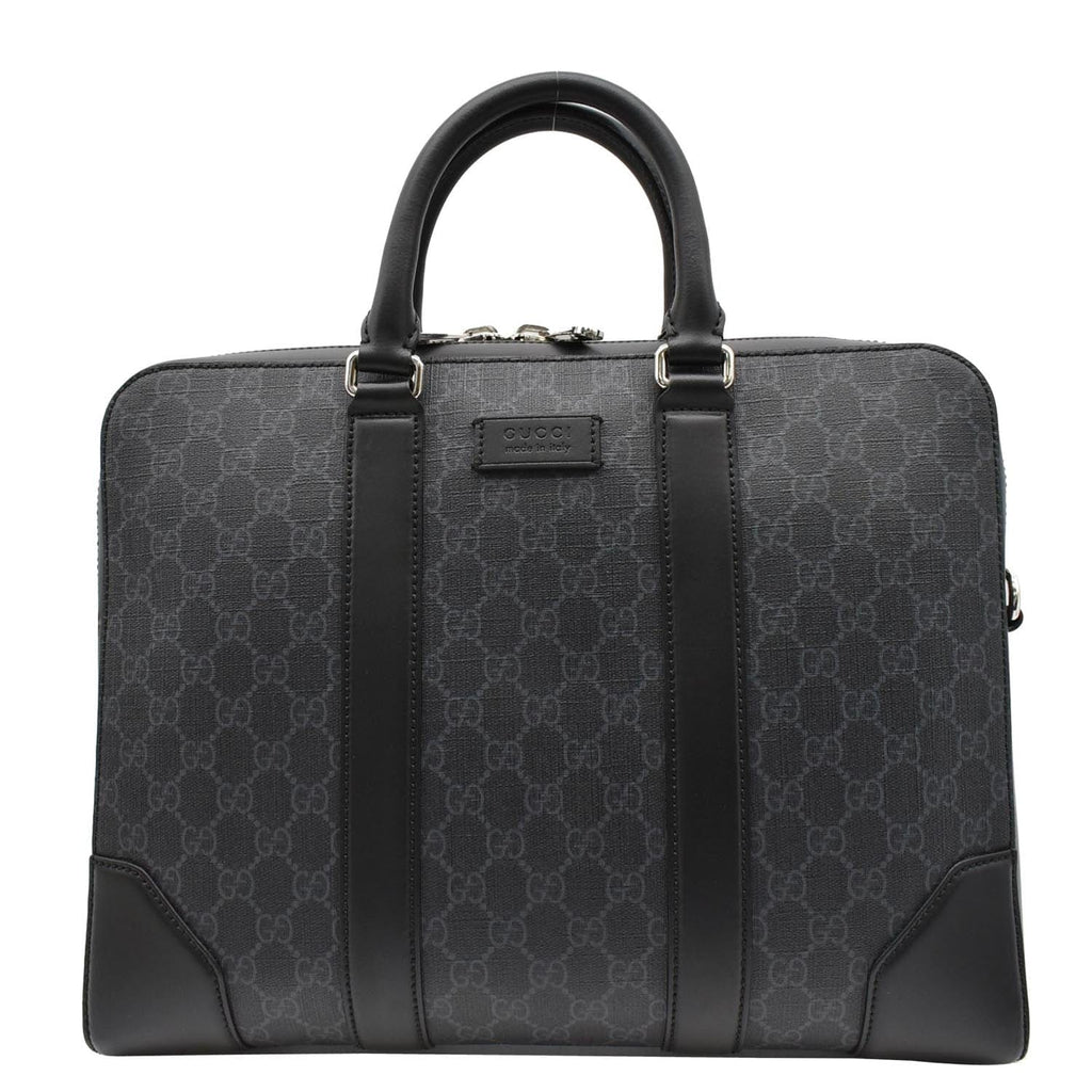 GUCCI Briefcase GG Supreme Canvas Messenger Bag Black 474135