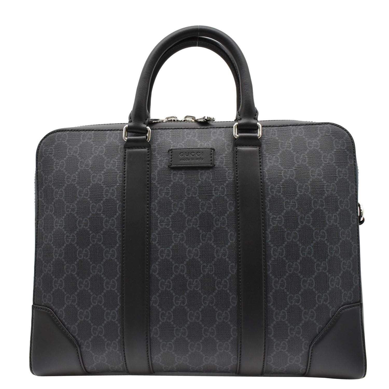 GUCCI Briefcase GG Supreme Canvas Messenger Bag Black 474135