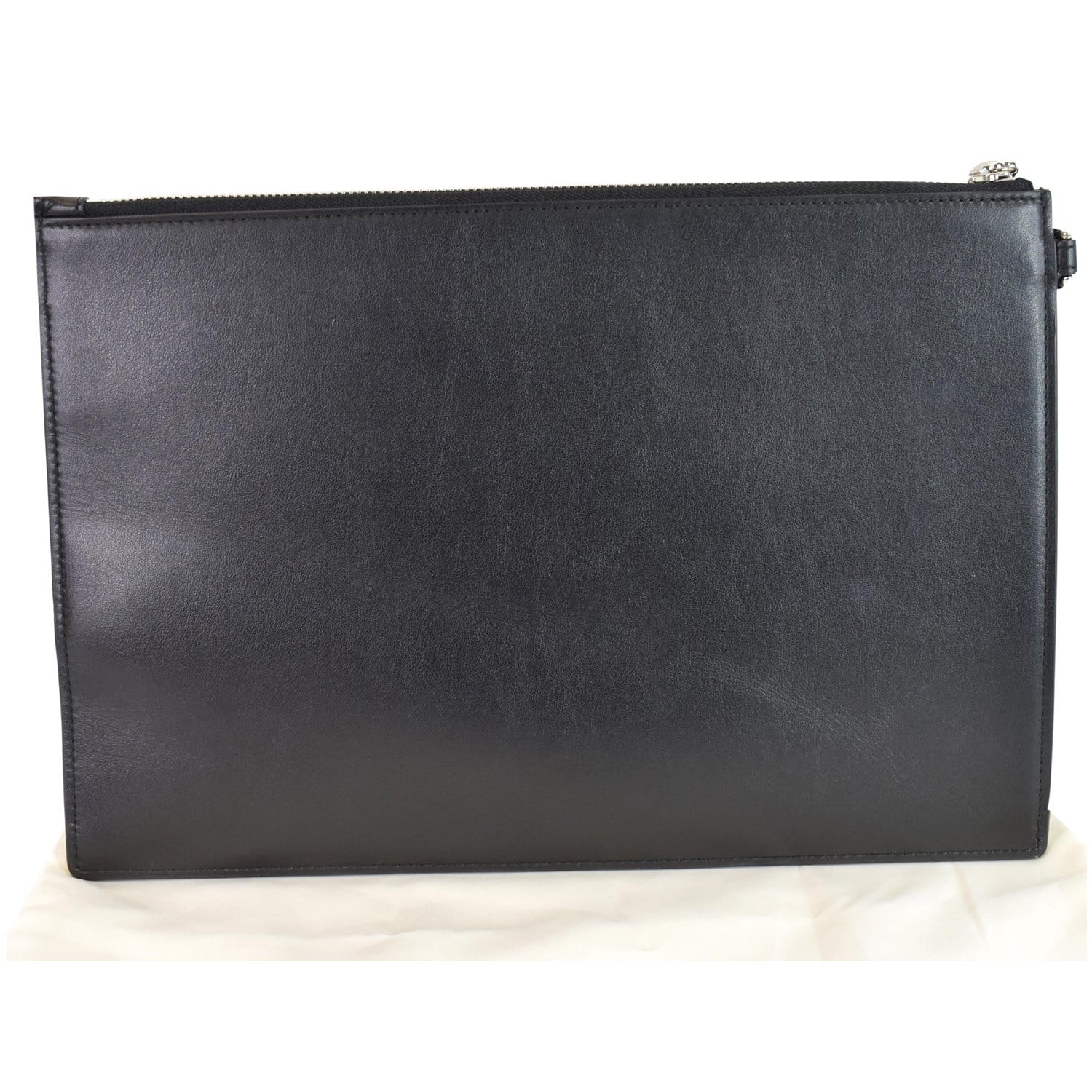 GUCCI Blade Embroidery Leather Wristlet Pouch Black 597678