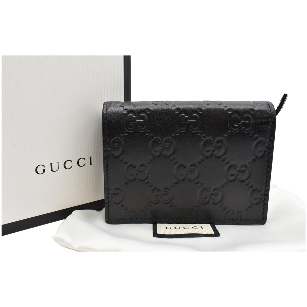 GUCCI Crystal Cat Guccissima Leather  Case Wallet Black 548057