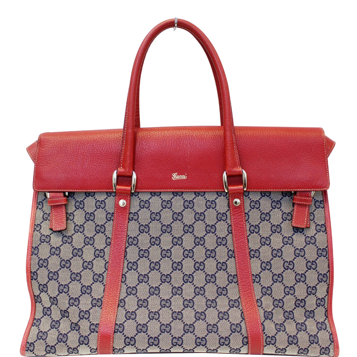 GUCCI GG Monogram Canvas Work Tote Bag Navy/Red