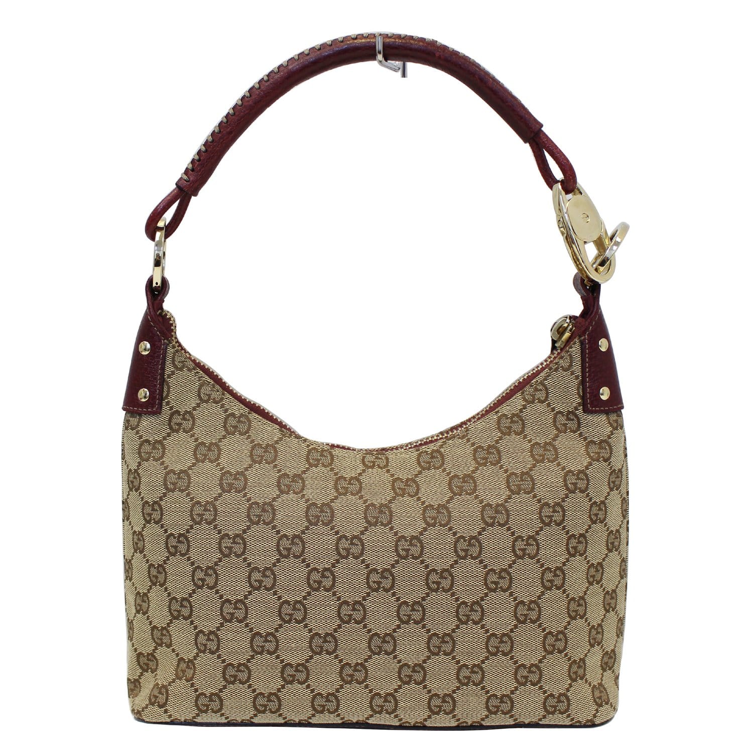 GUCCI GG Canvas Classic Ring Tote Shoulder Bag Beige