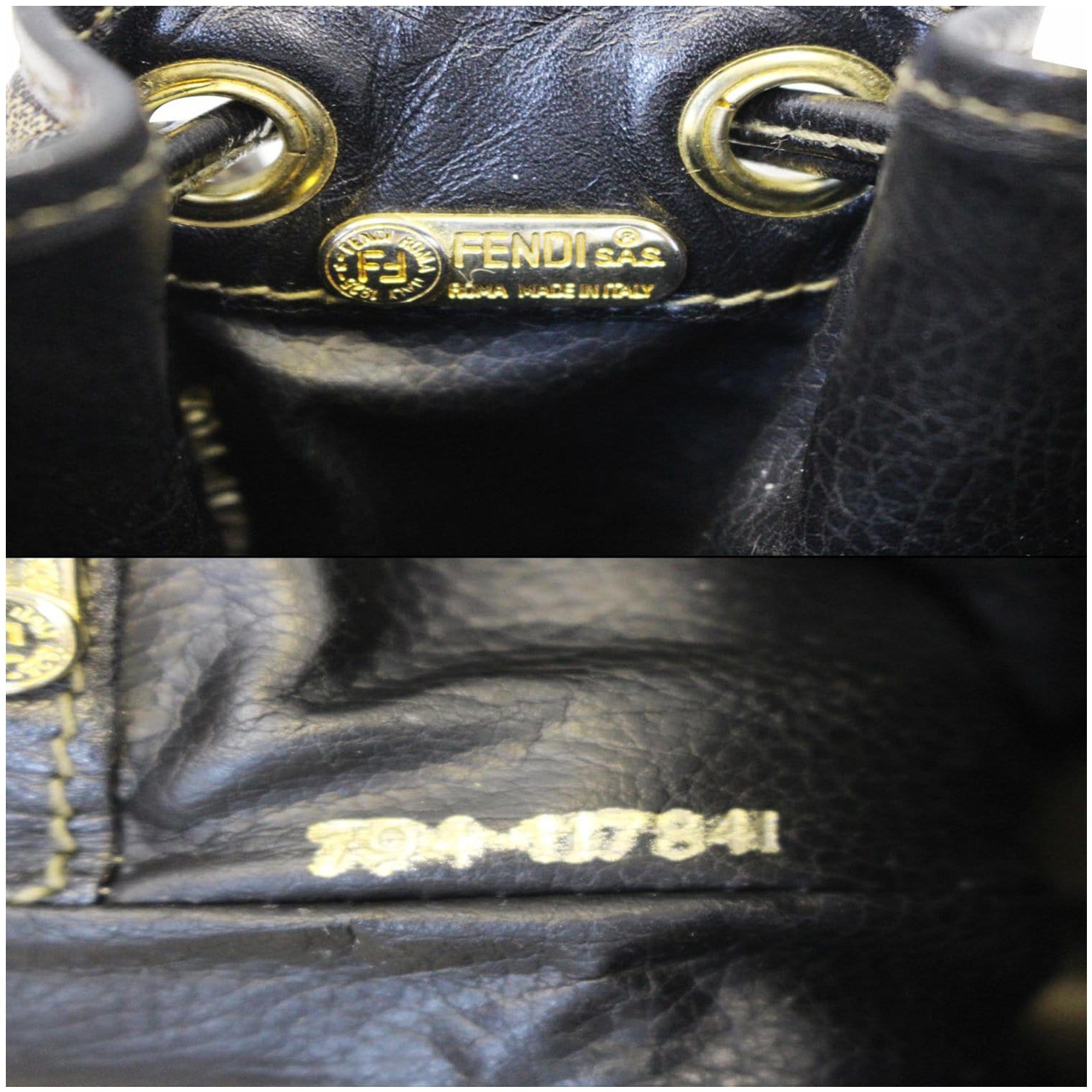 FENDI Drawstring Bucket Crossbody Bag Brown