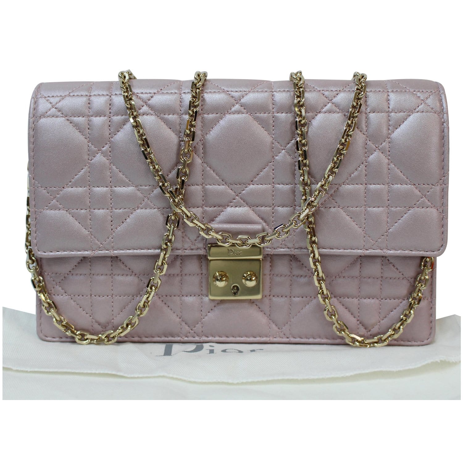 CHRISTIAN DIOR Miss Dior Promenade Wallet on Chain Crossbody Bag Light Pink