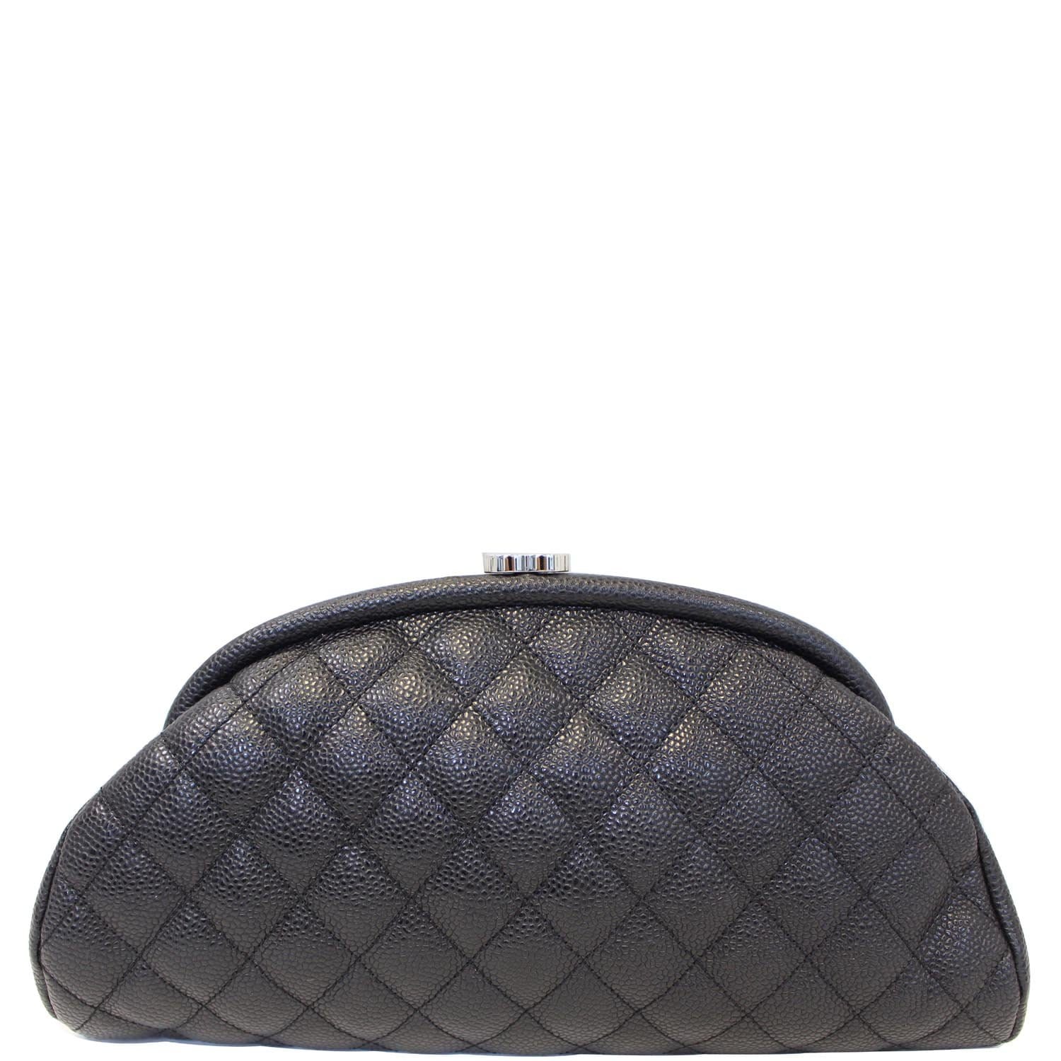 CHANEL Timeless Caviar Quilted Leather Clutch Black