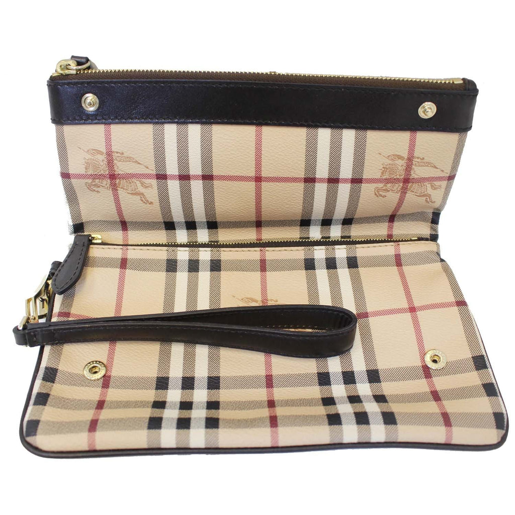 BURBERRY Haymarket Check Adeline Foldover Clutch Brown
