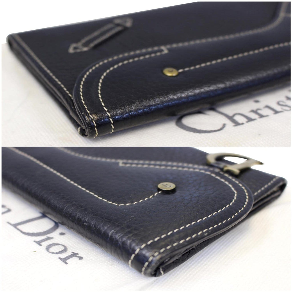 CHRISTIAN DIOR Saddle Leather Wallet Black
