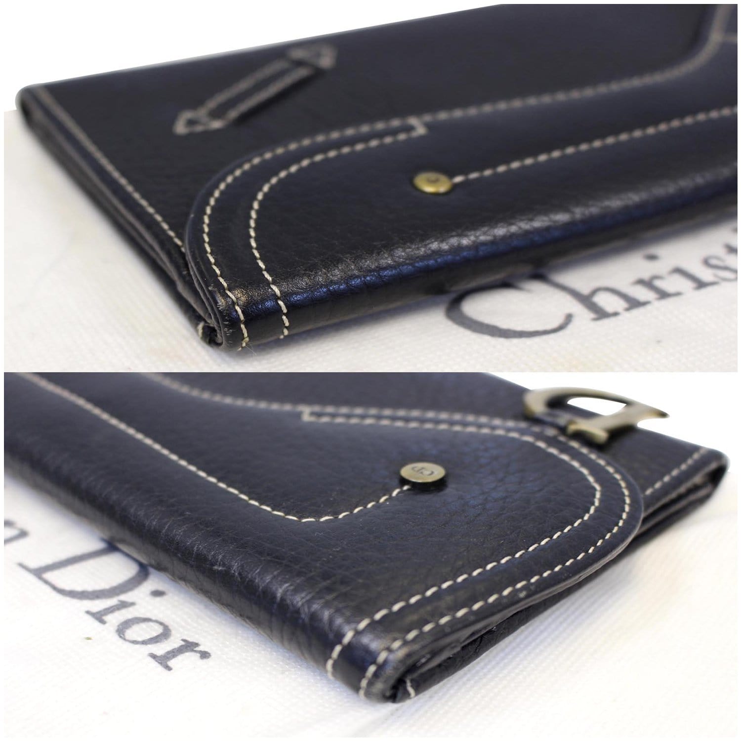 CHRISTIAN DIOR Saddle Leather Wallet Black