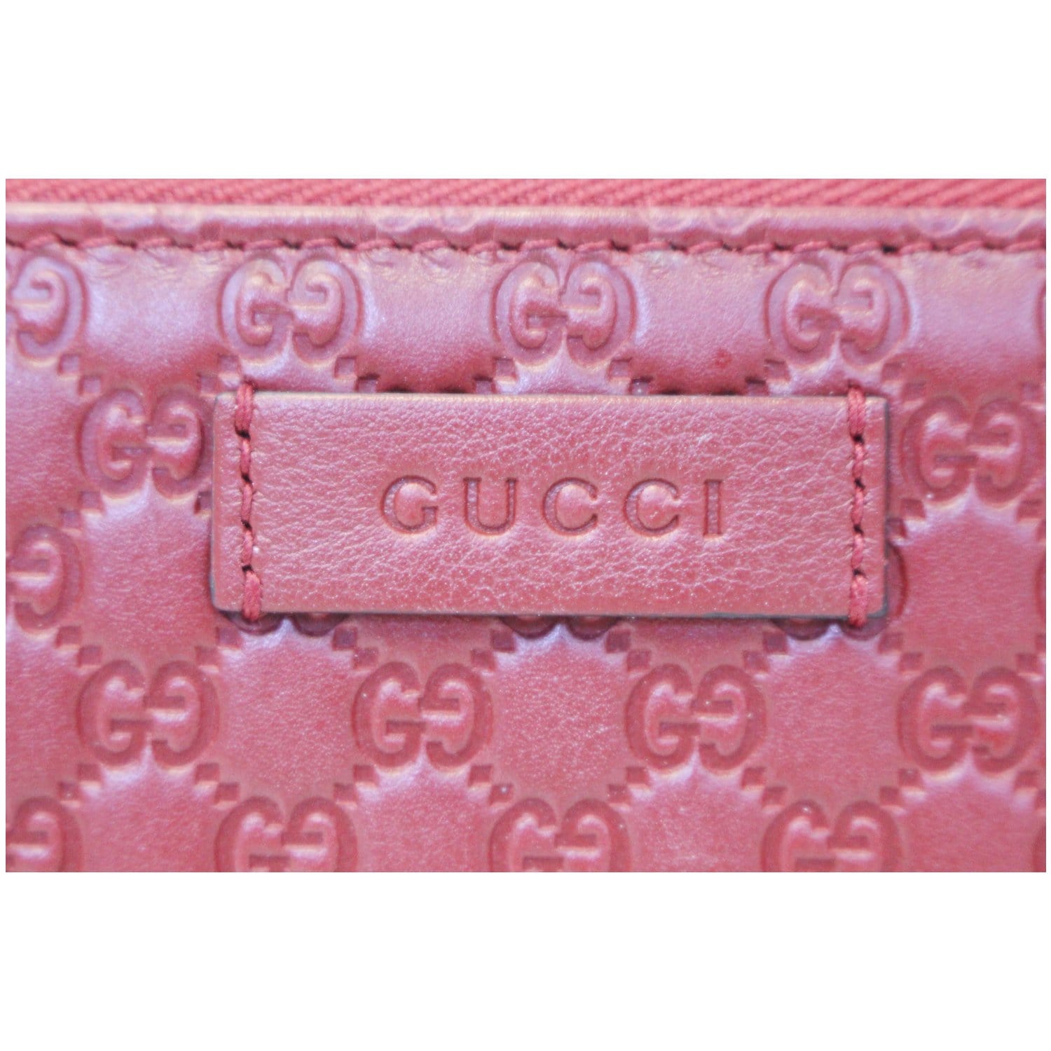 GUCCI Micro GG Guccissima Leather Zip Around Wallet Red