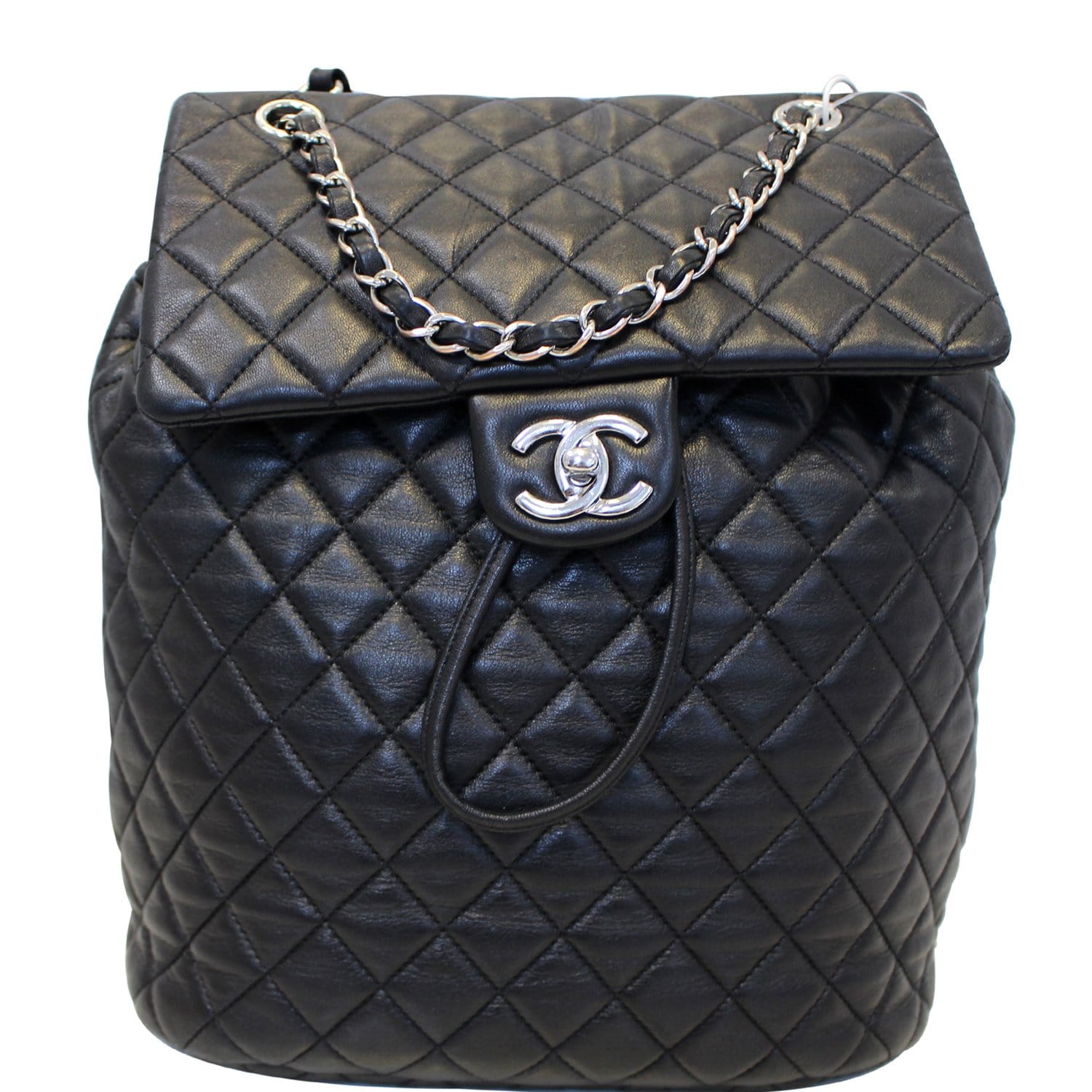 CHANEL Urban Spirit Lambskin Leather Backpack Bag Black