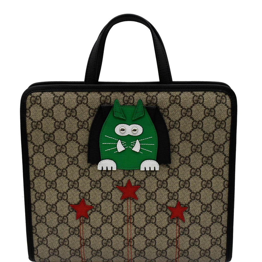 GUCCI Children�s Cat Printed GG Canvas Tote Bag Beige 645290