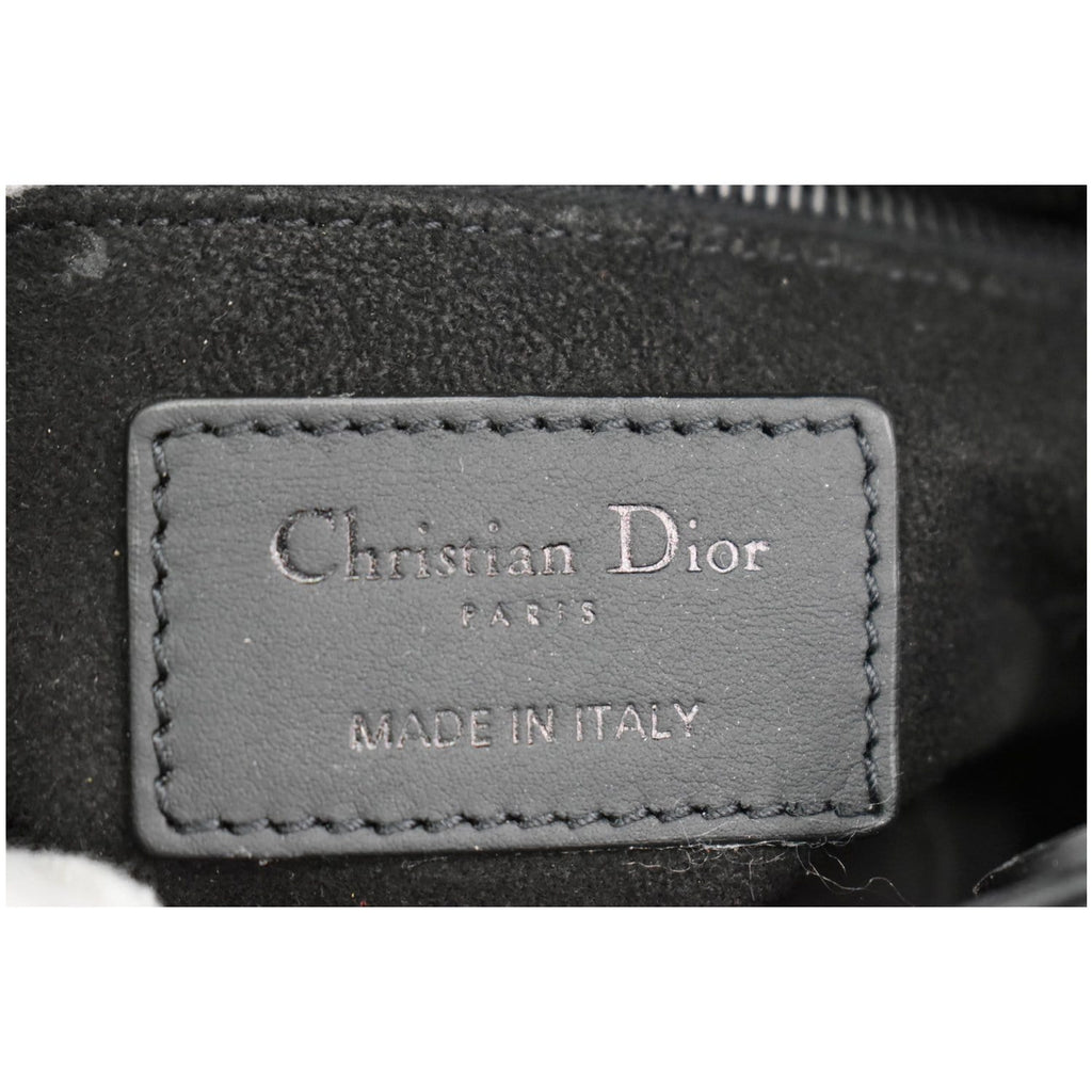 CHRISTIAN DIOR Mini Lady Dior Cannage Calfskin Leather Shoulder Bag Matte Black