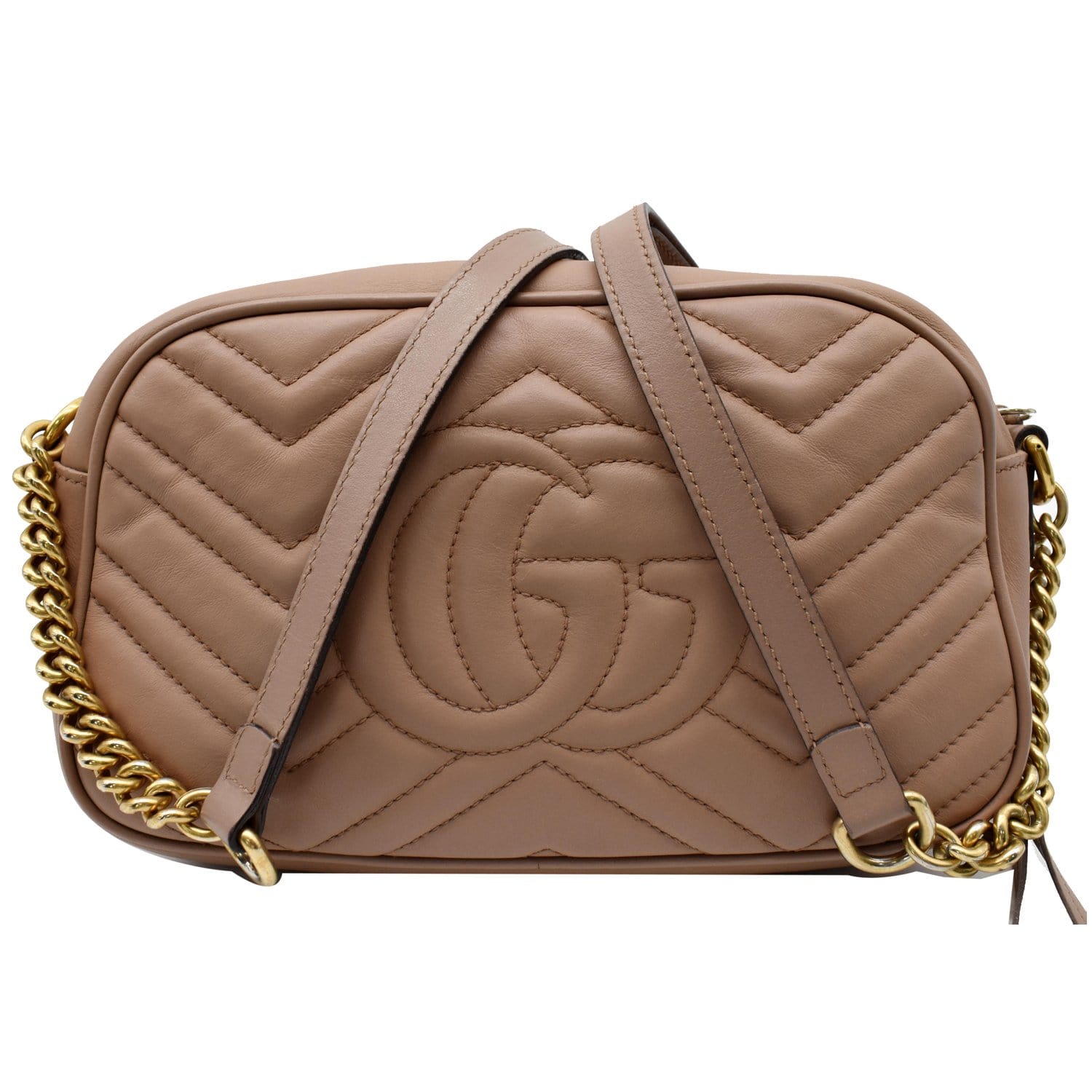 GUCCI GG Marmont Small Matelasse Leather Crossbody Bag Brown 447632 - 15% OFF