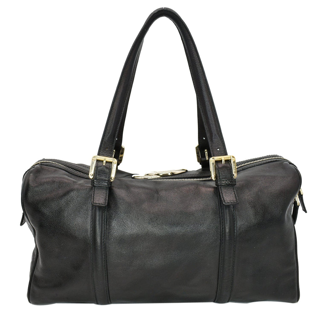 GUCCI Britt Leather Satchel Bag Black 170010